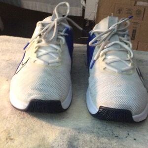Men's White and Blue Athletic Shoes